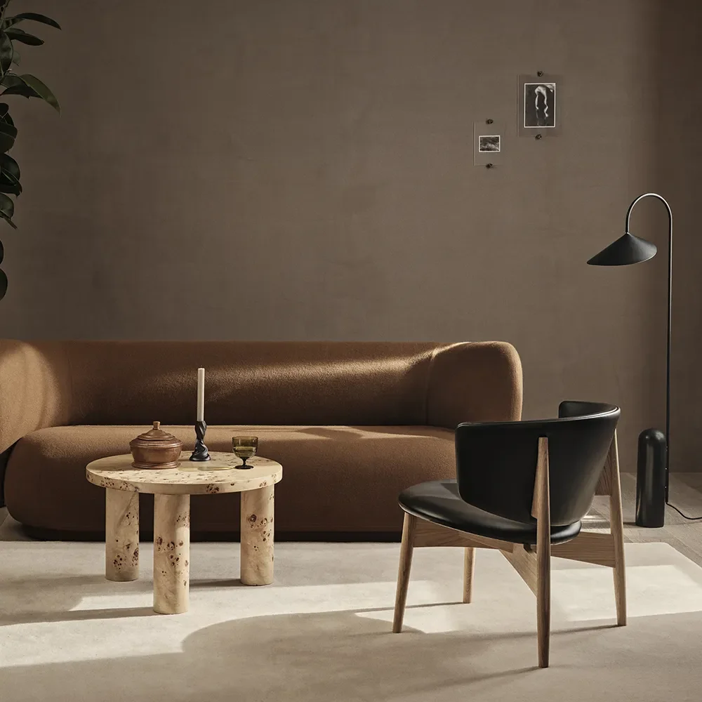 Justerbar Gulvlampe med Travertinfot Arum Black