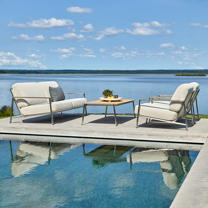 Naos 2,5-seters sofa  Stainless steel / Dot beige