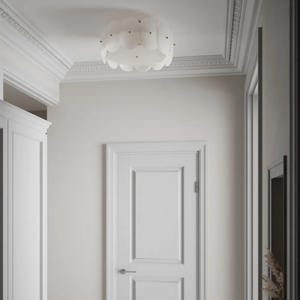 Omlott plafond Ø53cm messing/hvit