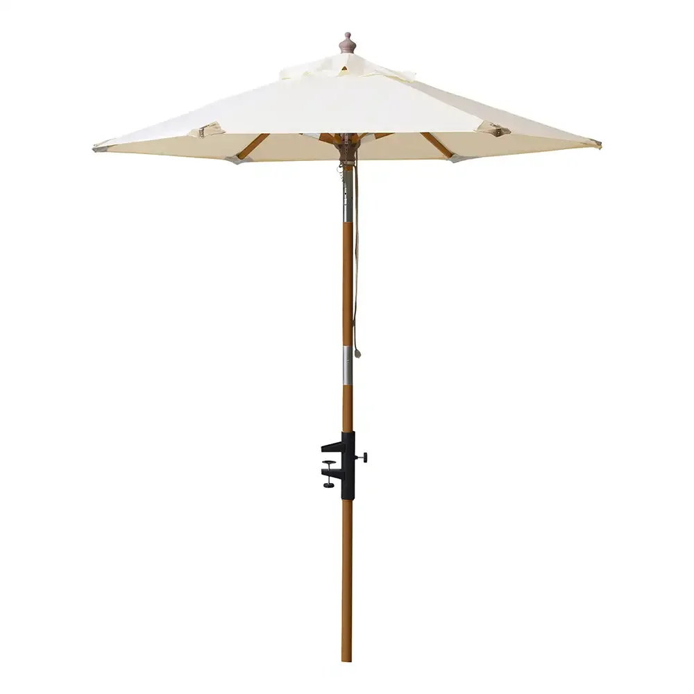 180 cm Balkon parasol hvid/teaktræ 