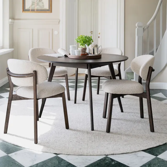 Patterson stol beige stoff / brun eik