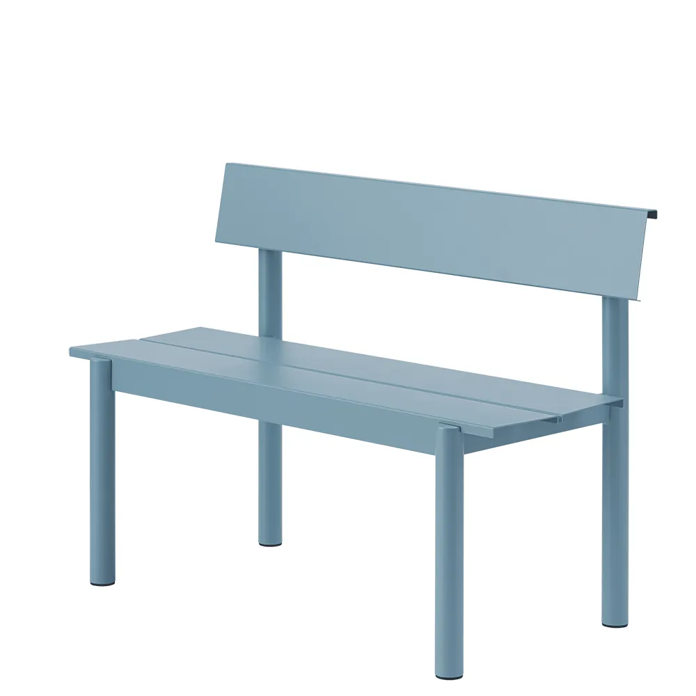 Rett stålbenkk 110cm Linear Steel Pale Blue
