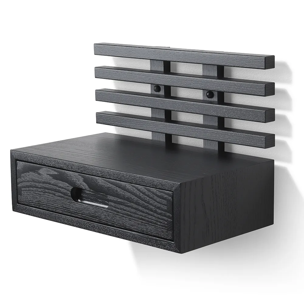 Zece Nattbord med skuff Svartbeiset ask