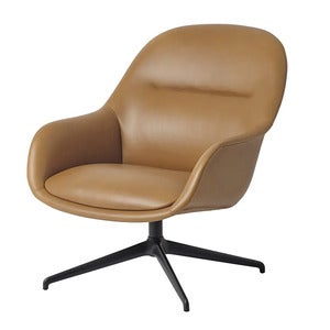 Fiber Soft Lounge Armchair Swivel Base - Refine Leather Cognac Anthracite Black