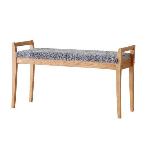 Meja benk oljet eik/safeskinn lysegrå