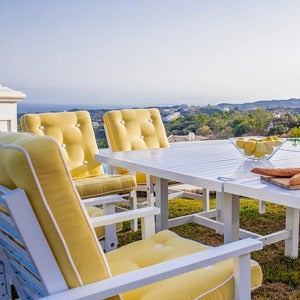 122x124cm H:65.5cm bord aluminium hvid 