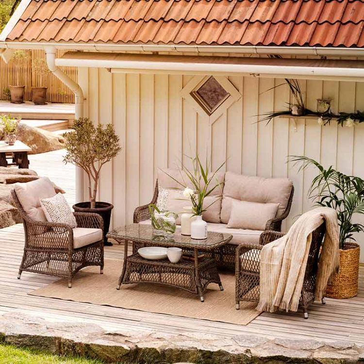 Fläder sofagruppe rustikk kunstrotting Brafab