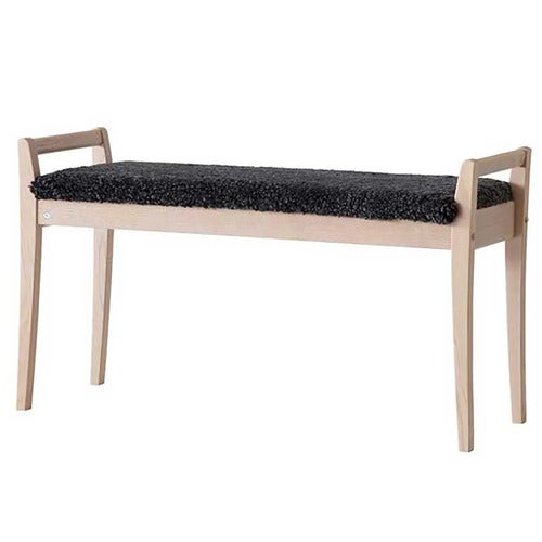 Meja Bench Hvitoljet eik/safeskinn mørkegrå