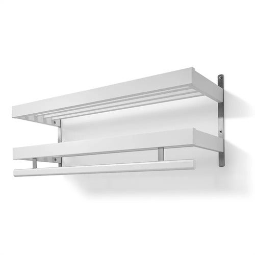 Nadja Hattehylle 100 cm 2 nivåer Hvitlakkert bjørk/grunnstål