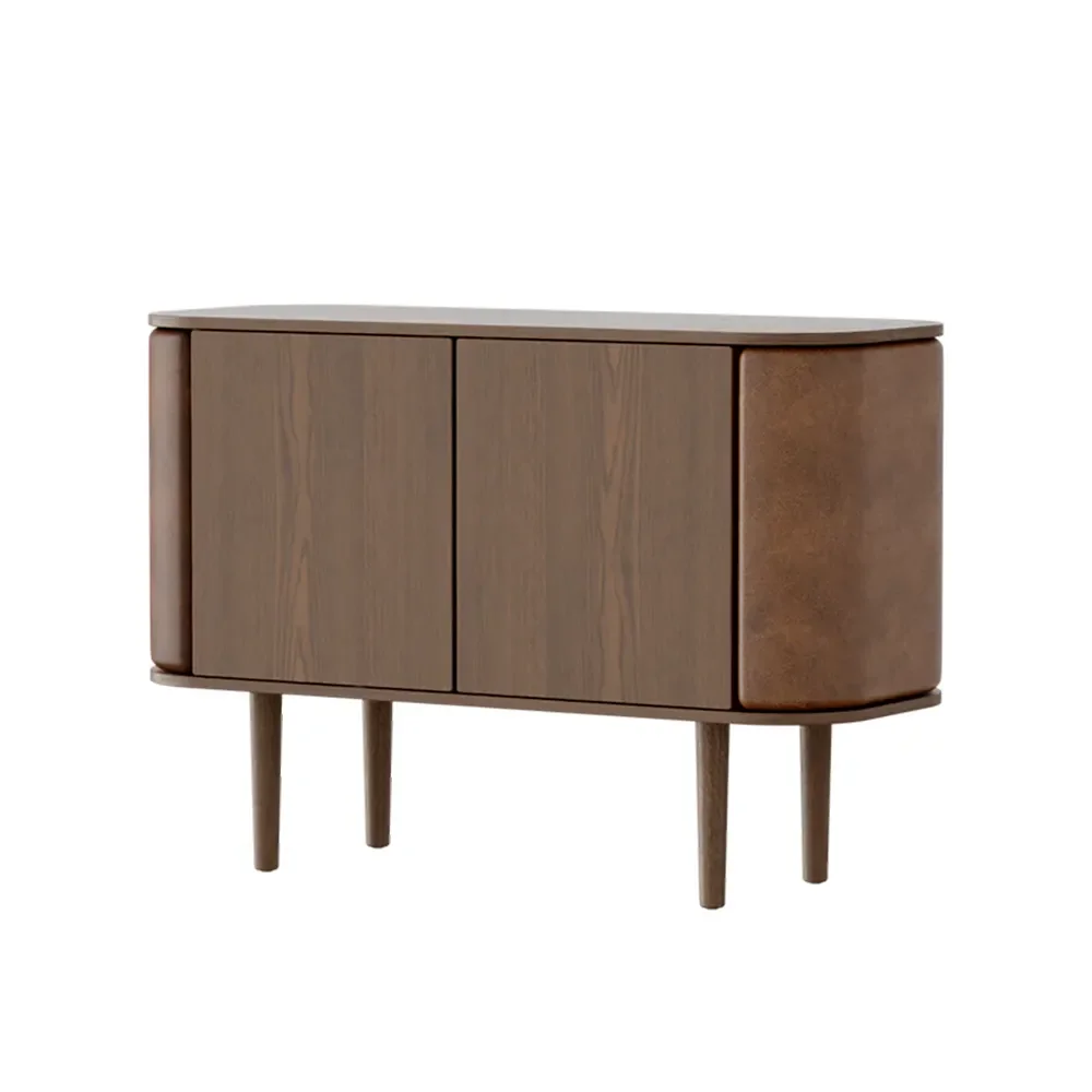 Treasures skap med 2 dører i mørk eik/Brown Faux leather