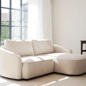 Norris sofa 3-seter sofa chaiselong høyre stoff Anna lys beige