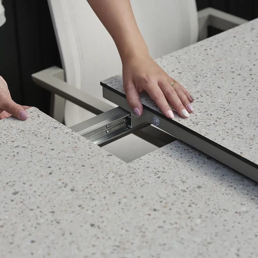 Hillmond spisebord 100 x 166–226 Kaki høytrykkslaminert Brafab