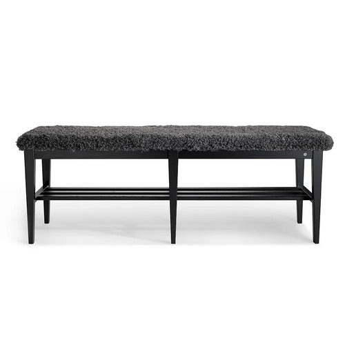 Nadja Bench 130 cm Svartbeiset ask/safeskinn look Grå