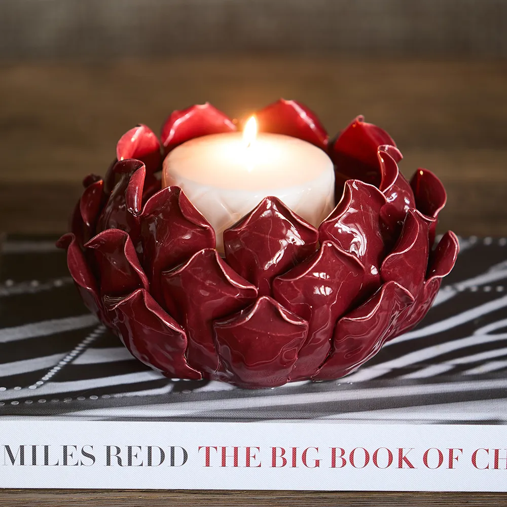 Lyseholder Artichoke Bowl Burgundy