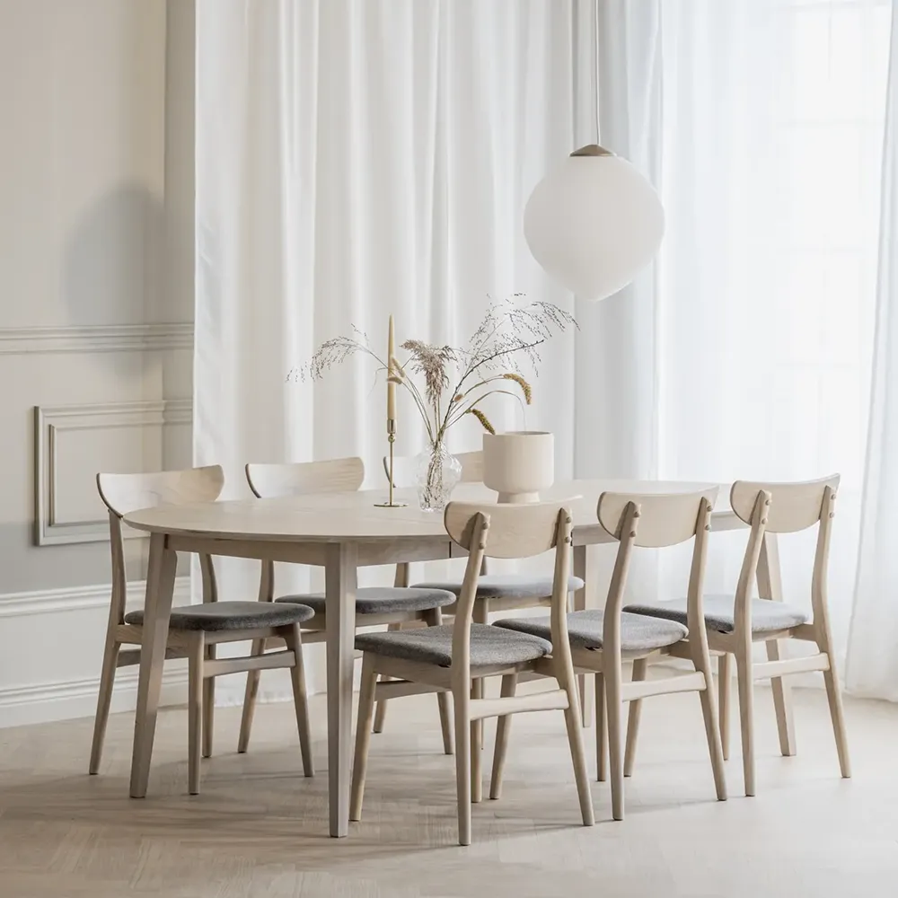 Rodham stol hvitpigmenterad eik/lysgrå