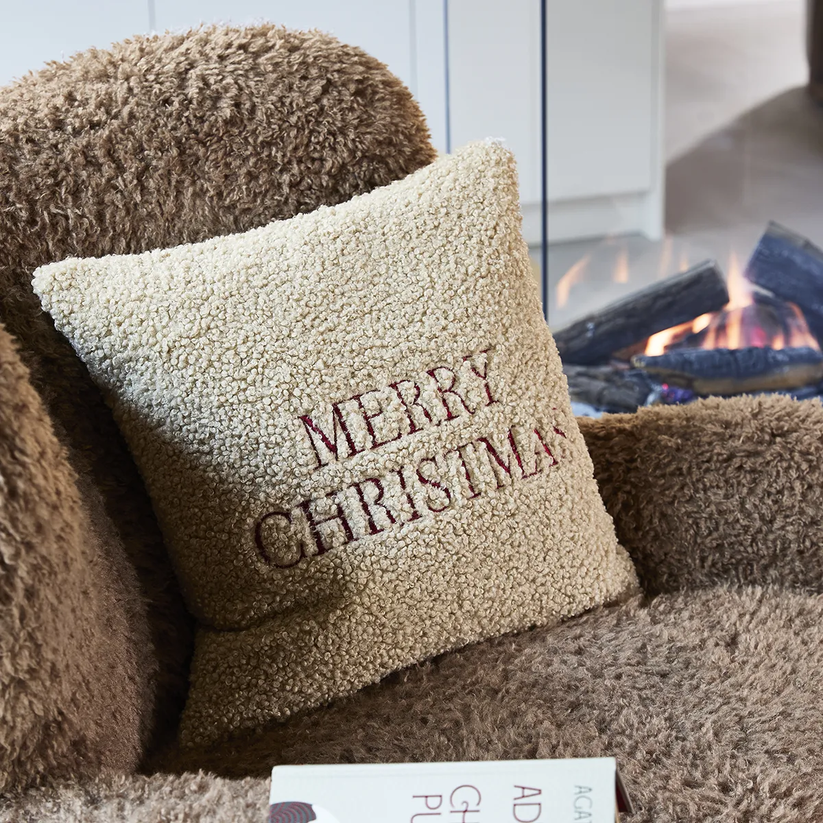 Putetrekk Merry Christmas Beige 50x50 cm