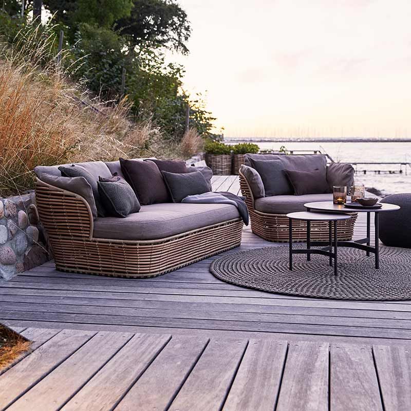 Lounge lenestolkurv i naturflet inkl. Light Cane-Line Airtouch-putesett