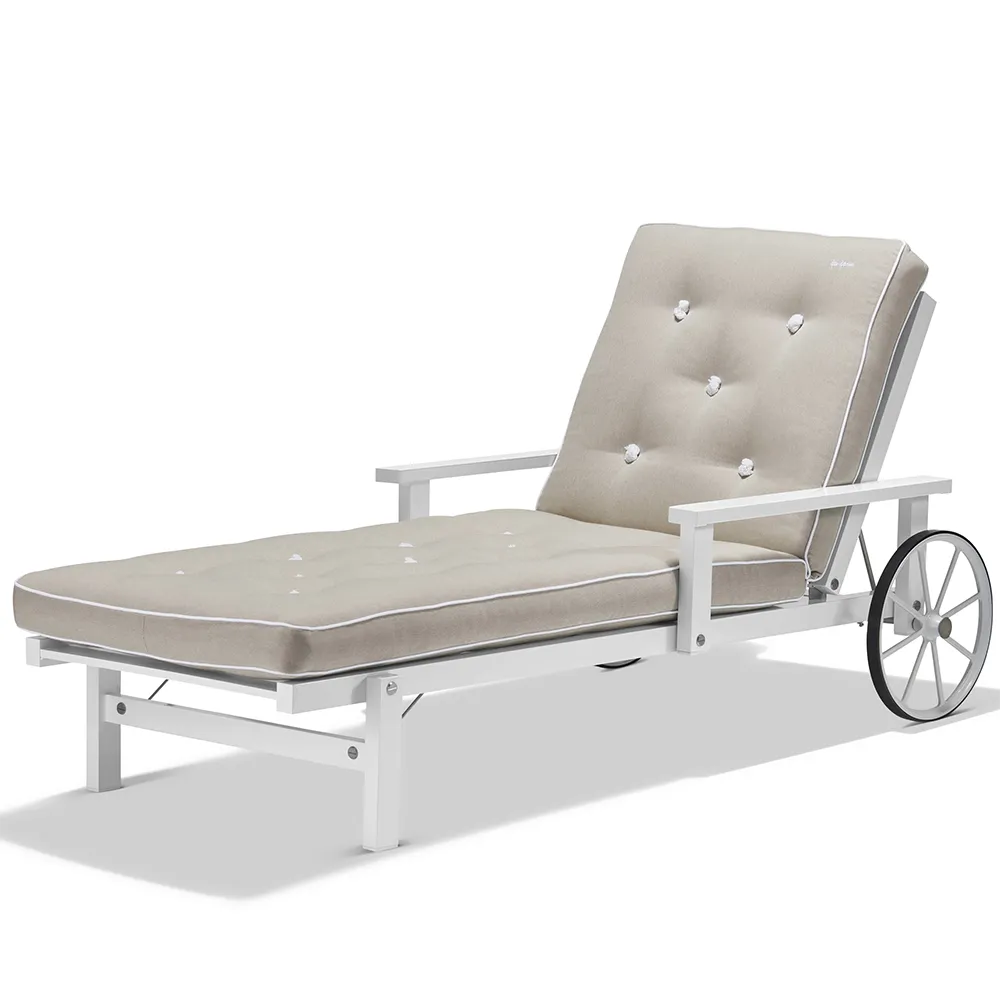 Solseng med armlener aluminium hvid 