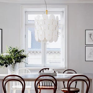 Omlott taklampe Ø50cm messing/hvit