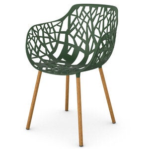 Forest Stol med armlener Iroko/Dark Green