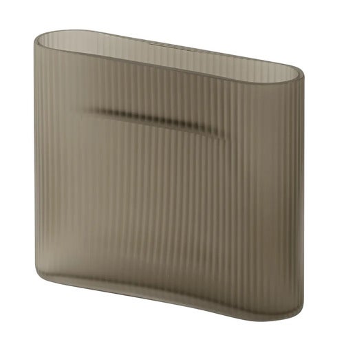 Ridge Vase H: 16,5 cm Taupe Frosted