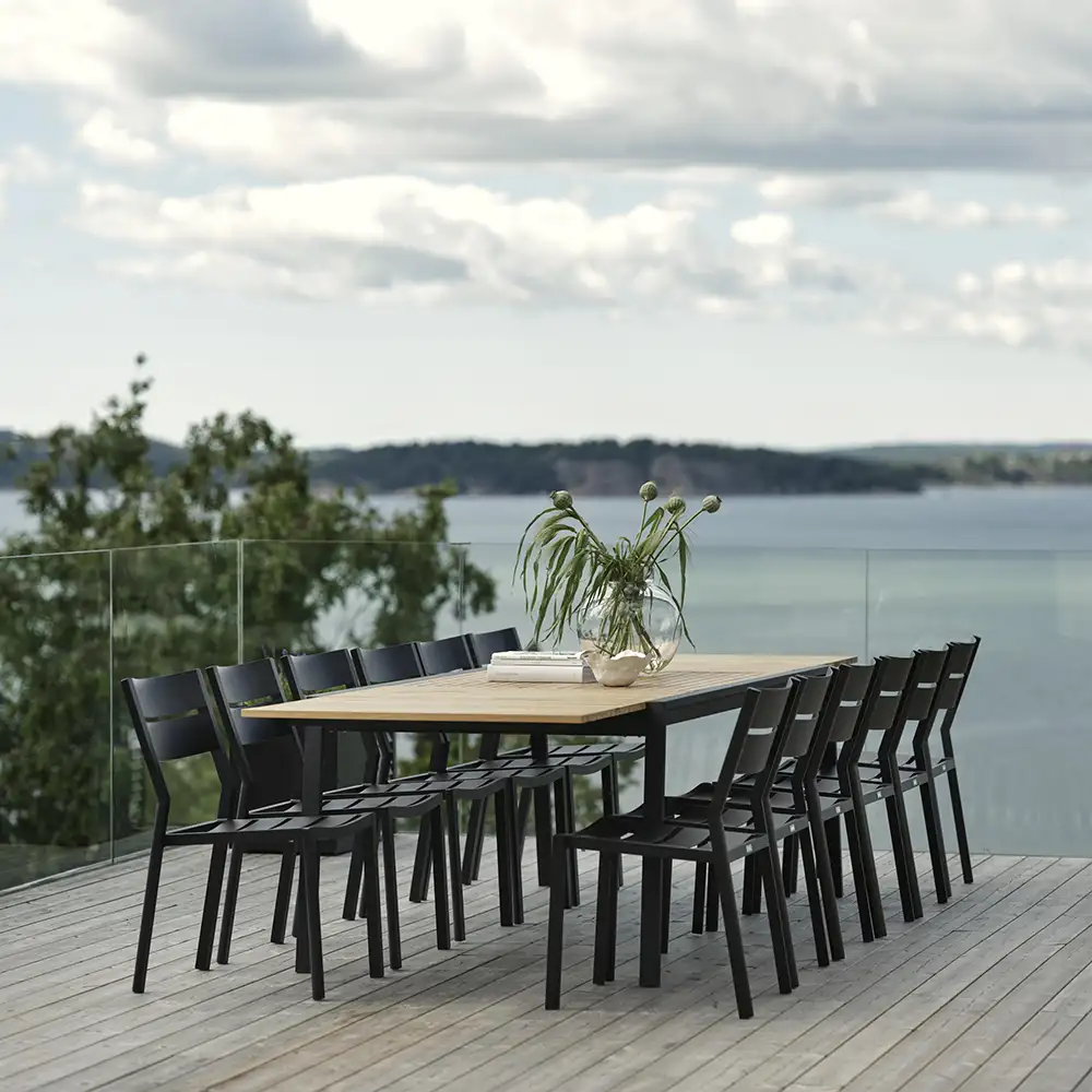 Naos Spisebord 100 x 220–320 cm svart/teak 