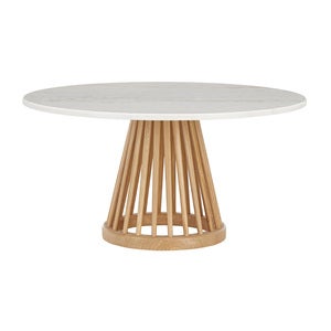 Fan bord natur steintopp 90 cm hvit