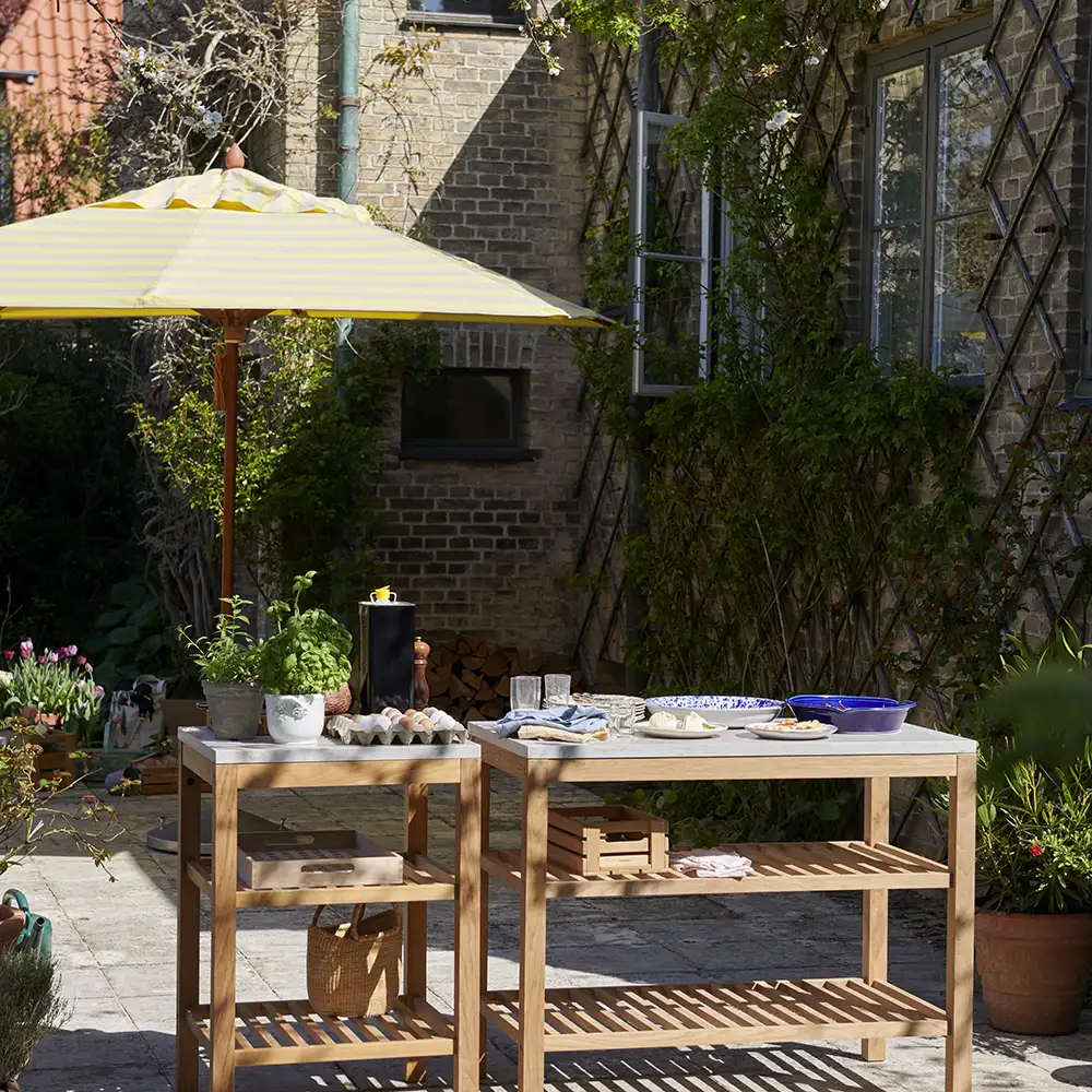 Messina Parasoll Ø300 Lemon/Sand Stripe 