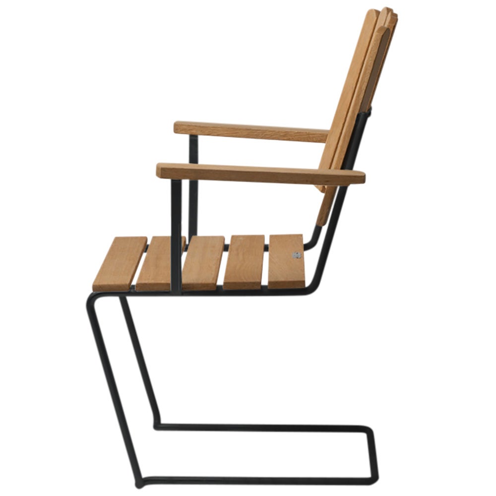 A2 Lenestol Ubehandlet teak/sort understell