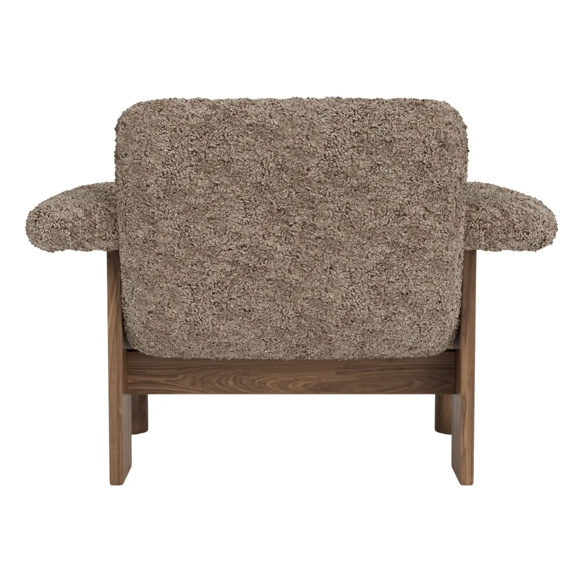 Brasilia loungestol helpolstret lav rygg firbent understell massiv valnøtt Sheepskin Nevotex Sahara