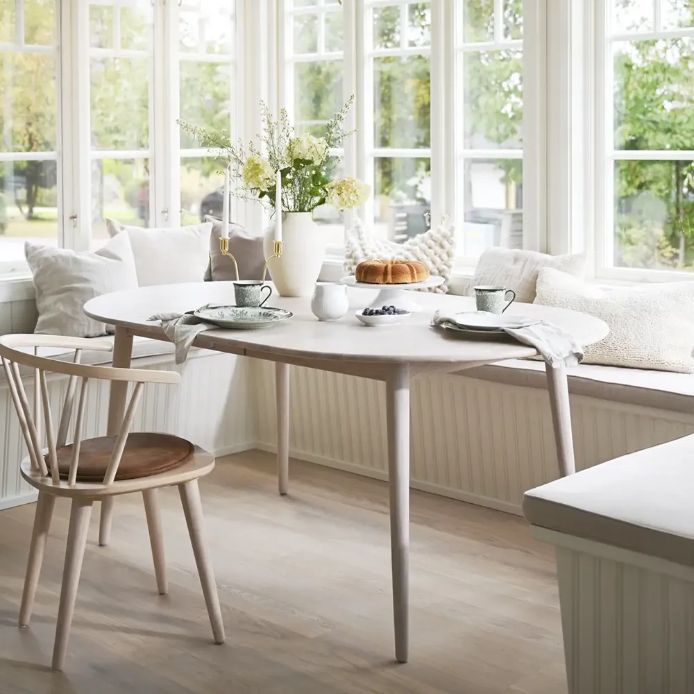 Tyler oval spisebord 170-210x705 cm hvitpigmentert eik