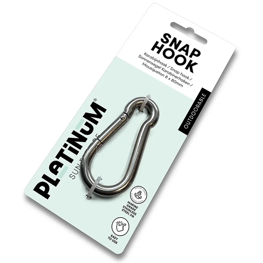 Karabinkrok i rustfritt stål 8x80 mm 