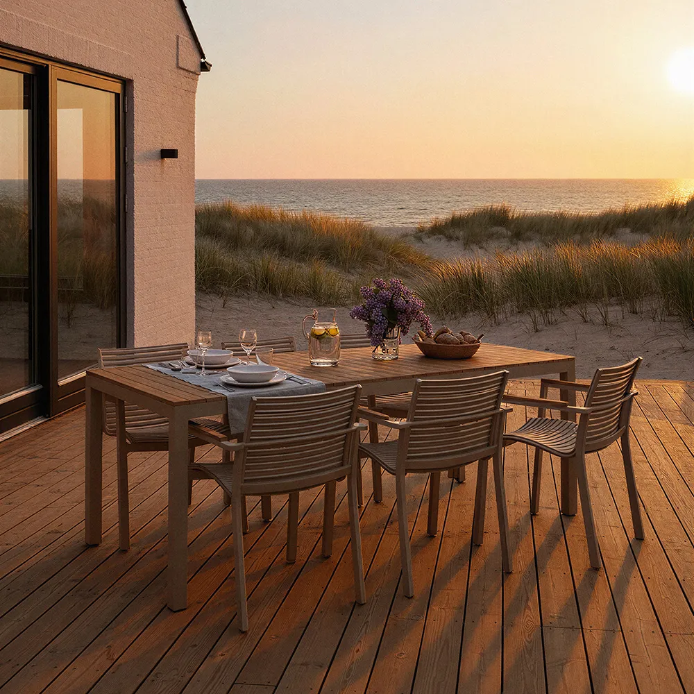 Mood Extreme spisebord 100x208 cm sandgrå / teak