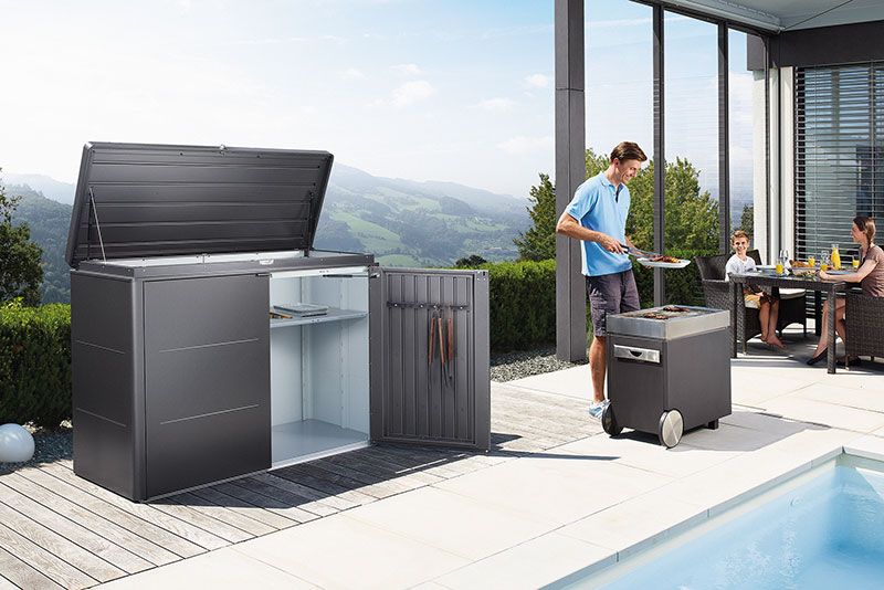 Highboard oppbevaringsboks 200 cm sølv Biohort