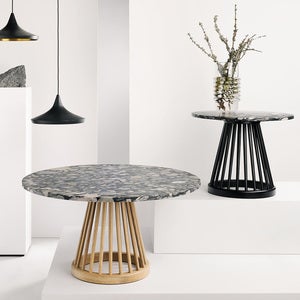 Fan bord natur steintopp 90 cm pebble