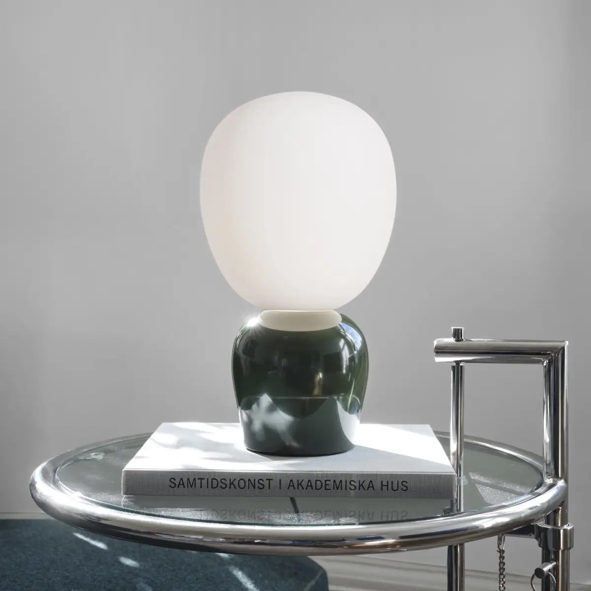 Bordlampe Ø18,4 x H33,5 cm Metall/glass Blank skoggrønn