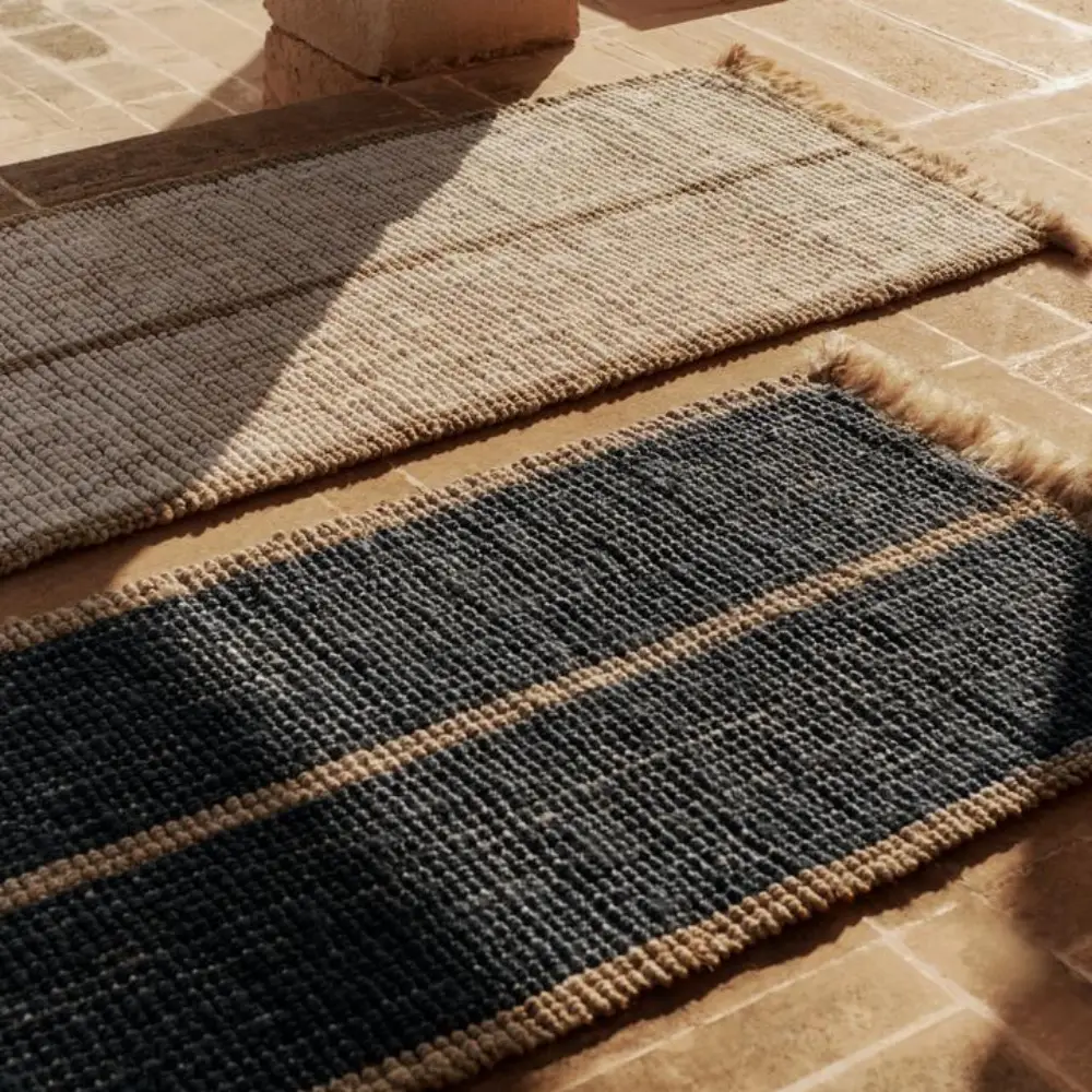 Athens håndvevd jute-teppe 80x200 cm- Natural/Off-whi