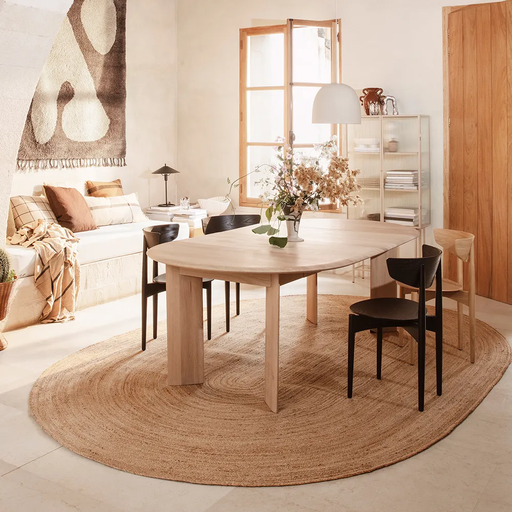 Bevel Spisebord 117-217x117 cm - White Oiled Beech