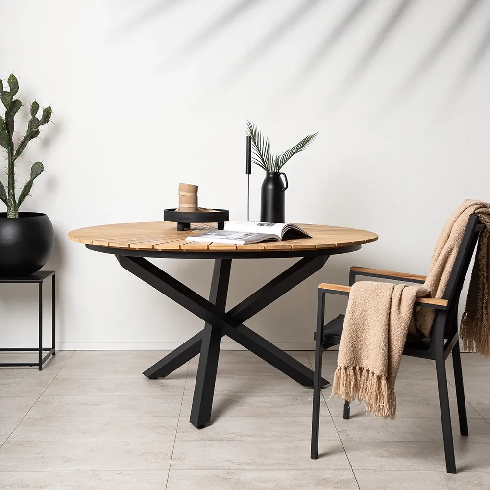 Mexico spisebord Ø140 cm Svart/Teak