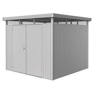 Highline hagebod med dobbel dør størrelse h4 metallic sølv Biohort