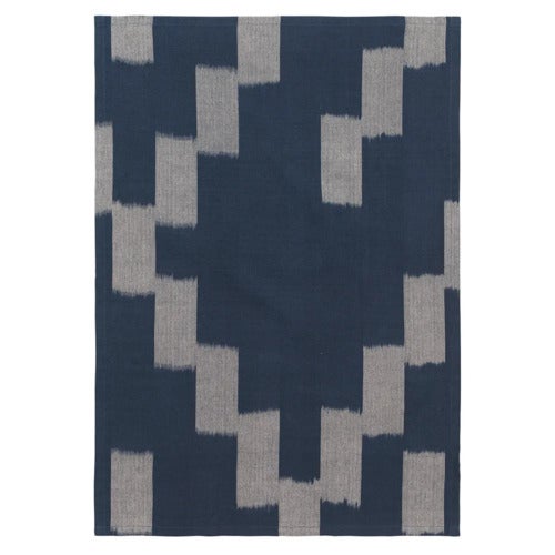 Ikat Kjøkkenhåndkle - Ink Blue/Parchment