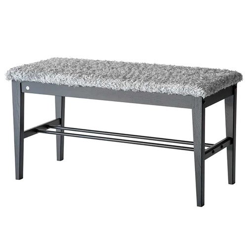 Cora Bench Svartbeiset eik/safeskinn look Lys grå