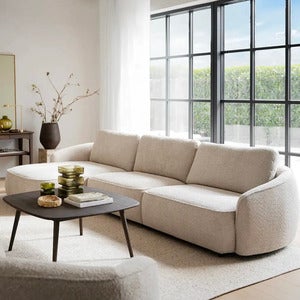 Norris sofa 4-seter sofa chaiselong venstre stoff Anna lys beige