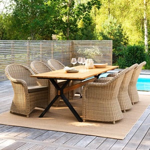 Mark spisebord 95x230 cm svart / teak