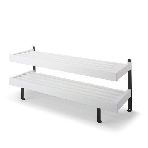 Nadja skohylle 100 cm Hvitlakkert bjørk/mattsvart stål