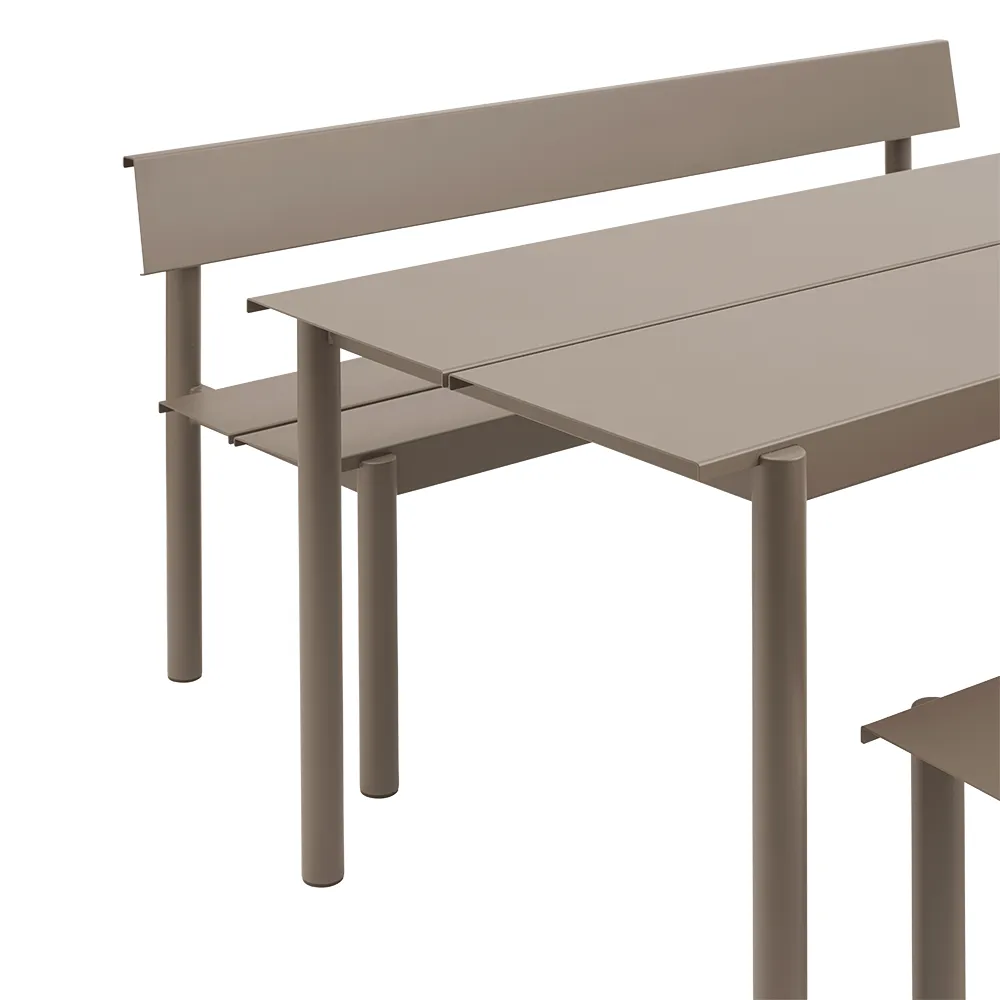 Rett stålbenkk 170cm Linear Steel Taupe