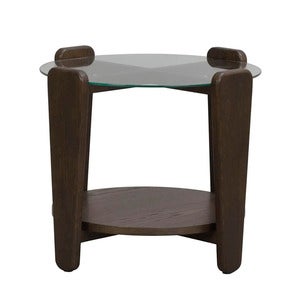 Arran salongbord Ø52 brun eik/glass