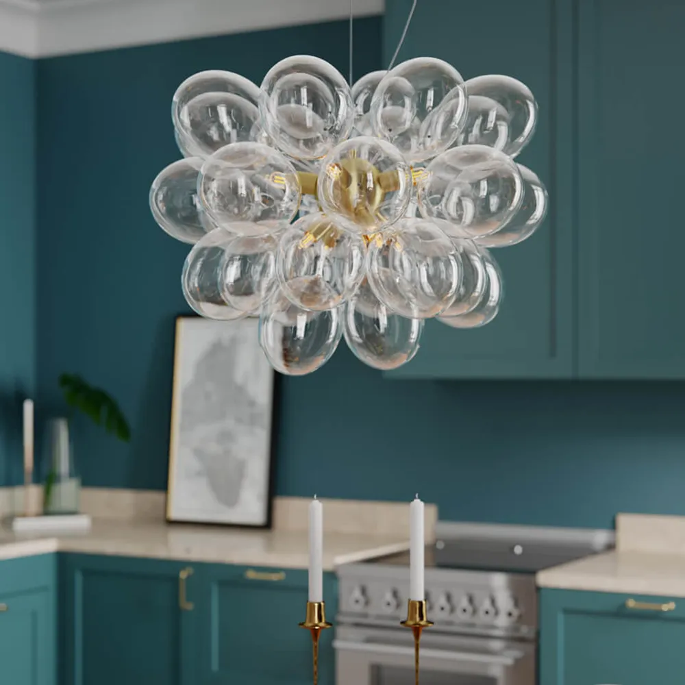 Gross taklampe Ø50cm Messing/klart glass