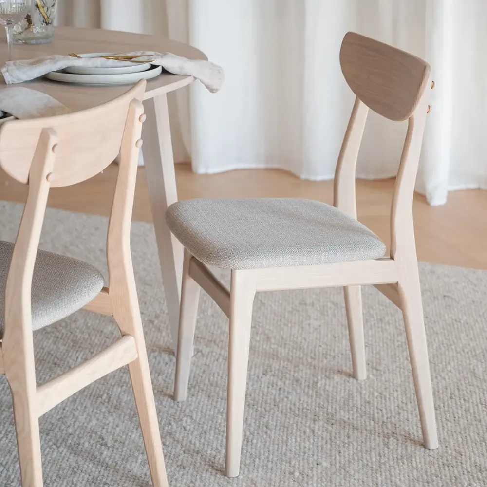 Rodham stol hvitpigmenterad eik/gråbeige