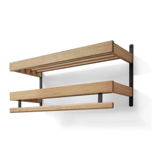 Nadja hattehylle 80 cm 2 nivåer Oljet eik/mattsvart stål